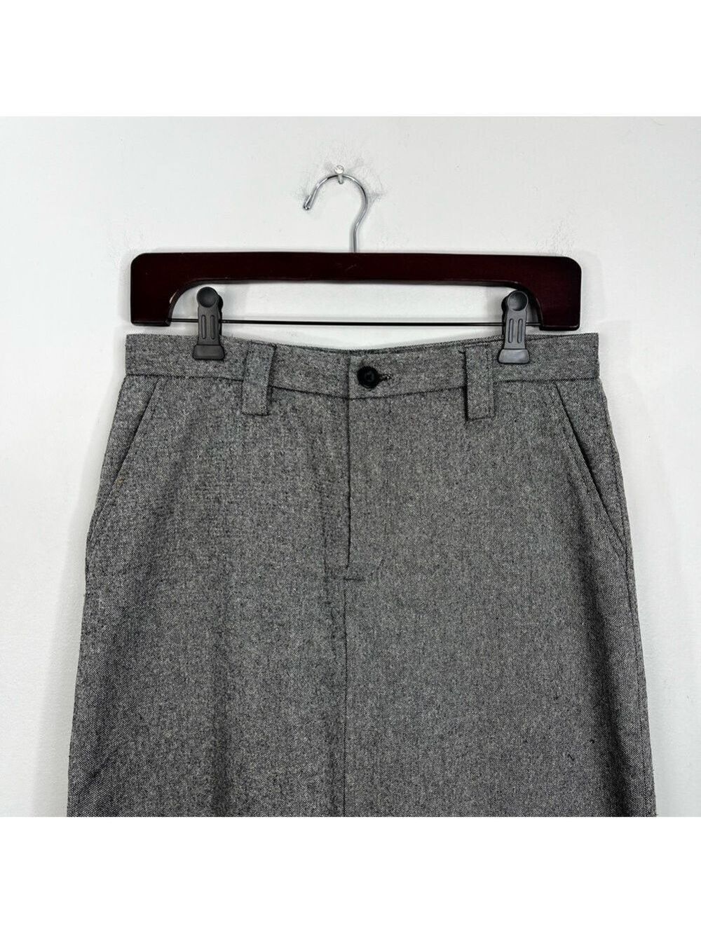 Vintage 90s minimalist wool blend black white straight tweed maxi skirt 6 - Picture 6 of 17
